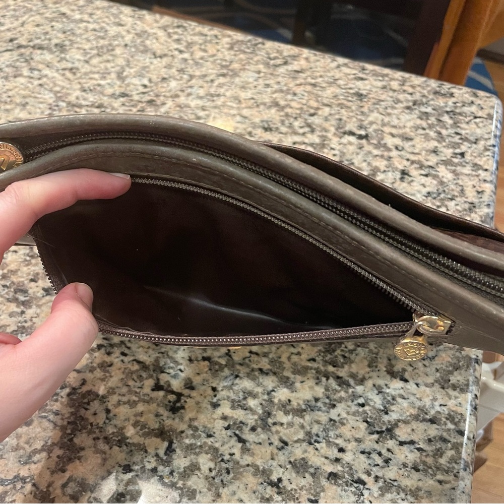 EUC Authentic Mario Valentino Brown PVC Logo Pouch Made in Italy VTG Clutch Bag! - Picture 7 of 11